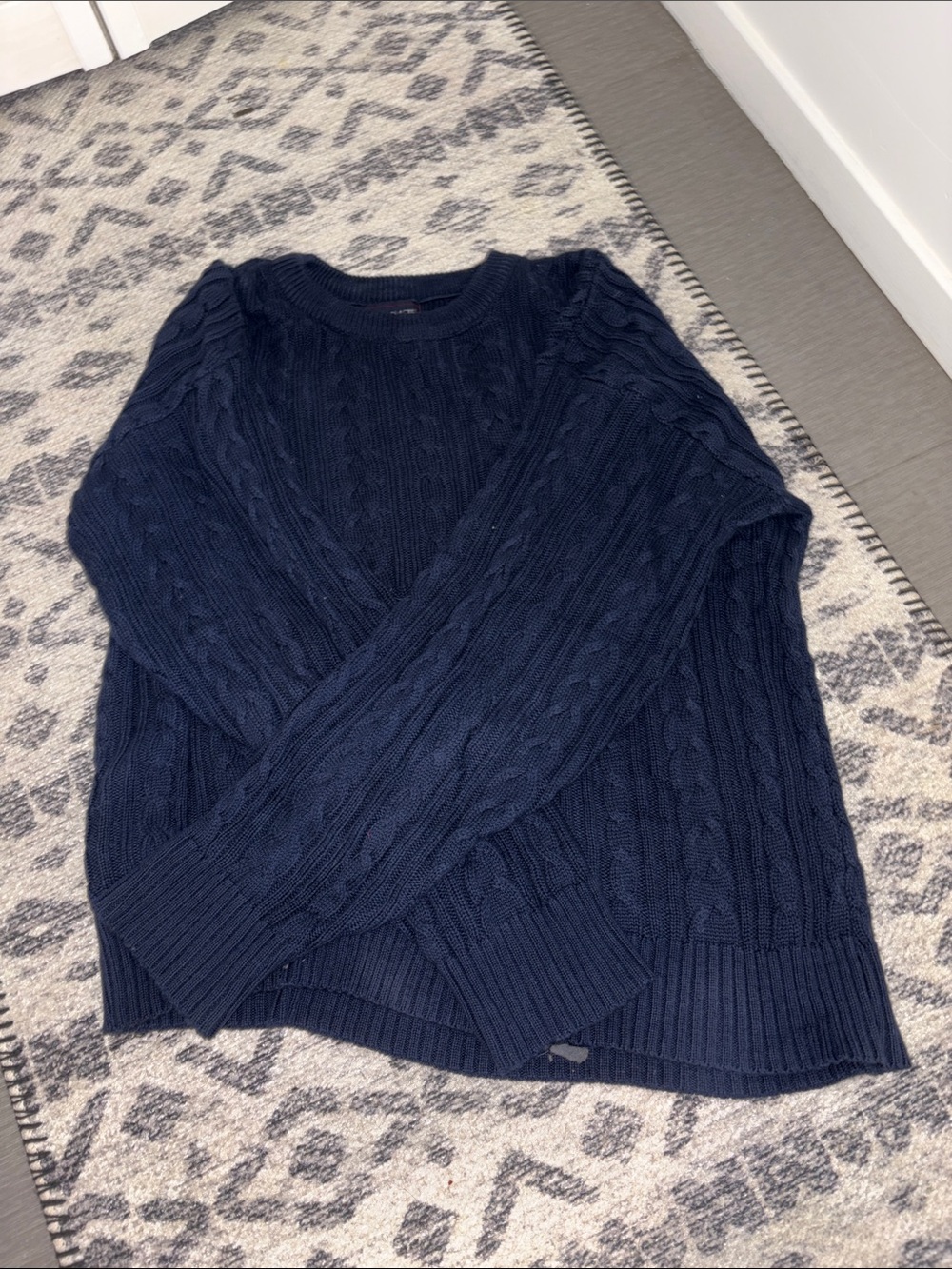 Navy Cable Knit Sweater - Picture 1 of 3